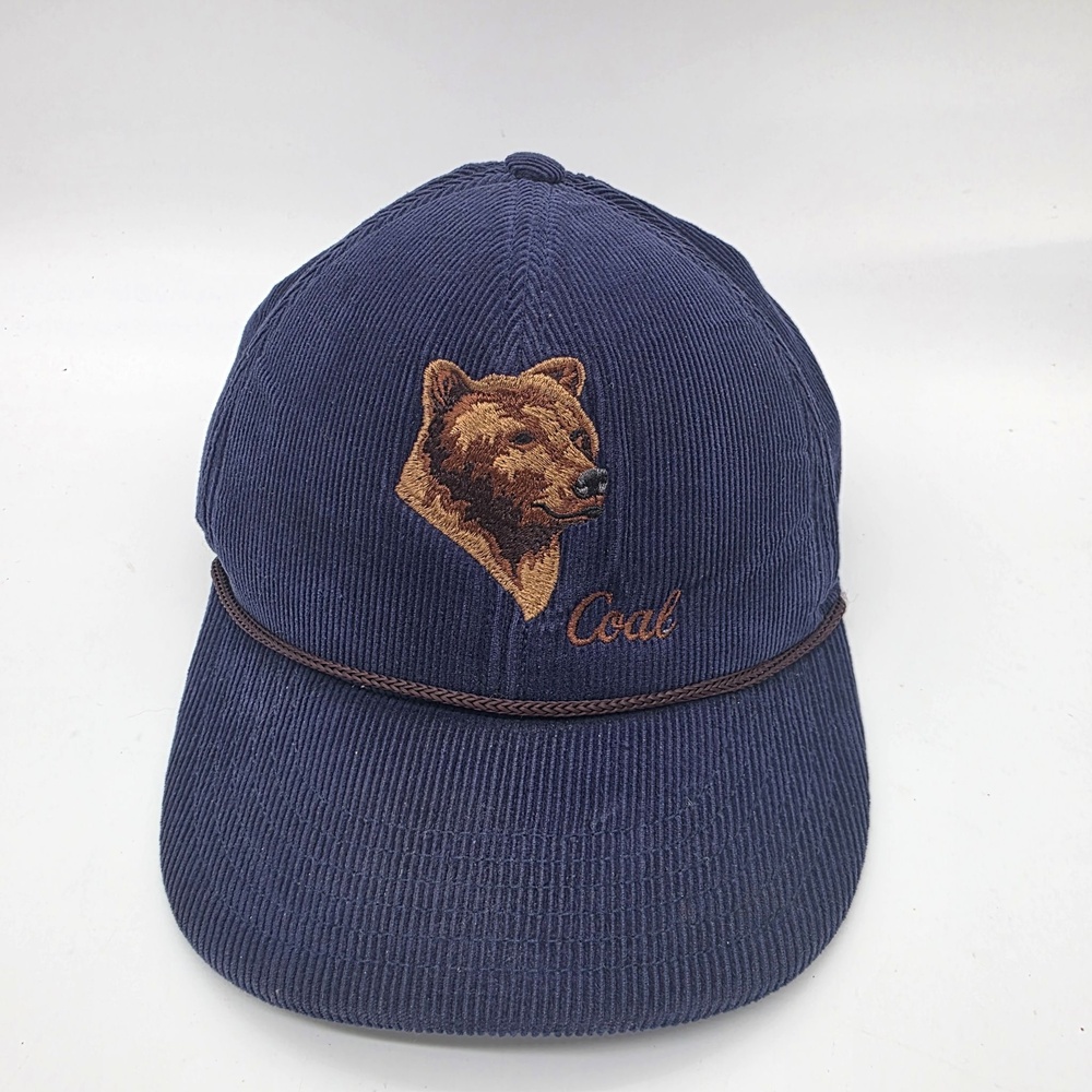 Coal Headwear Hat Cap Mens One Size Blue Corduroy Bear Embroidered Snapback